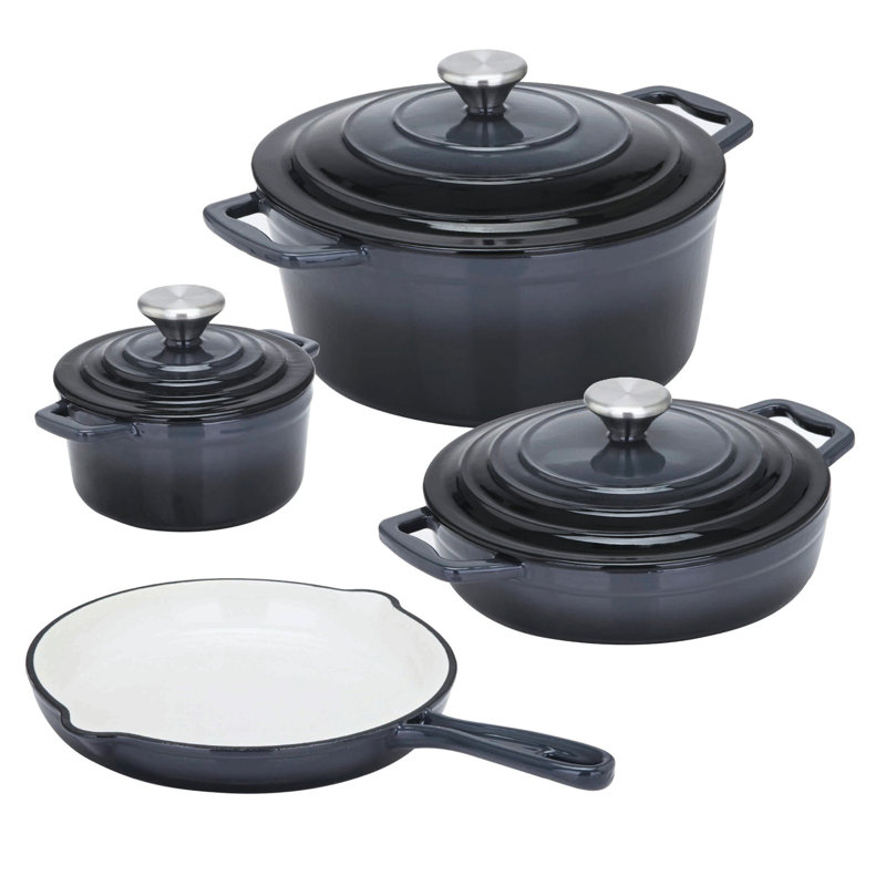 7 - Piece Non-Stick Cast Iron Cookware Set, Black