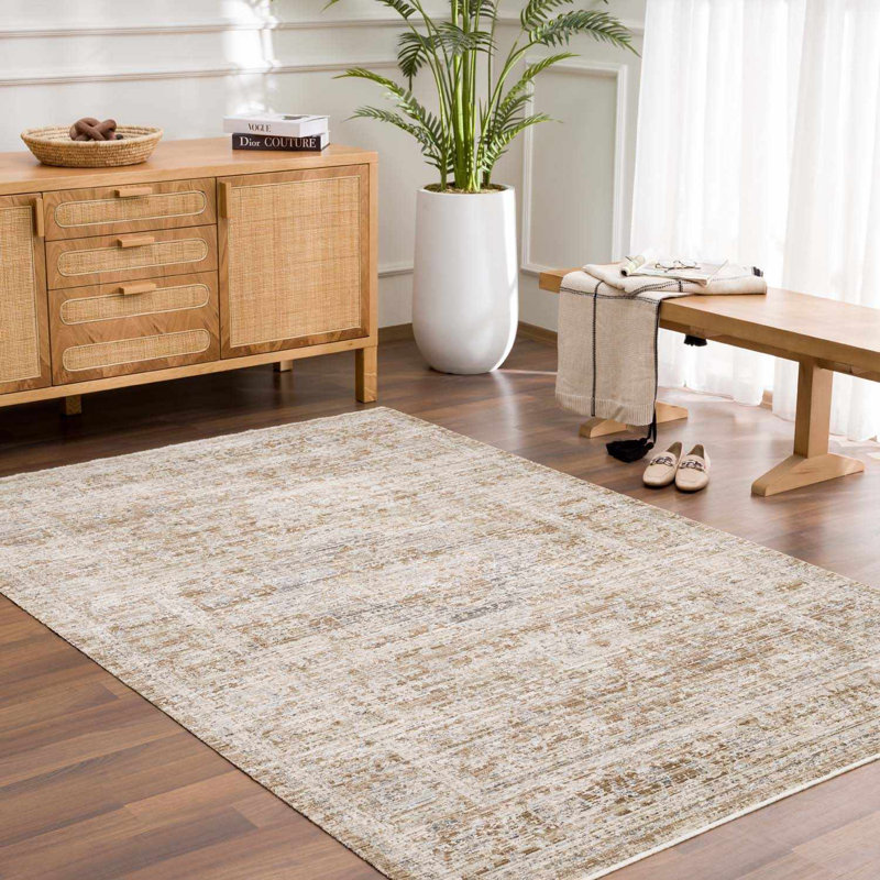 Tapis extérieur lavable à la machine Bungalow Rose Breigh,  Rectangle 5 pi 3 po x 7 pi 10 po 