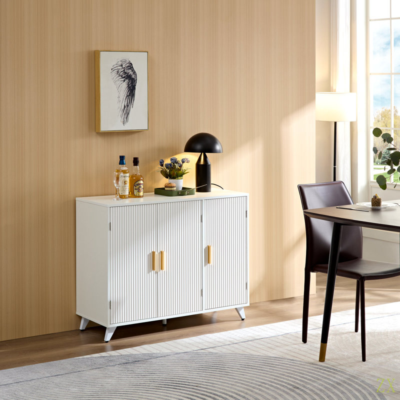 Buffet avec armoire à texture ondulée avec porte, bibliothèque moderne pour le salon de la cuisine, entrée