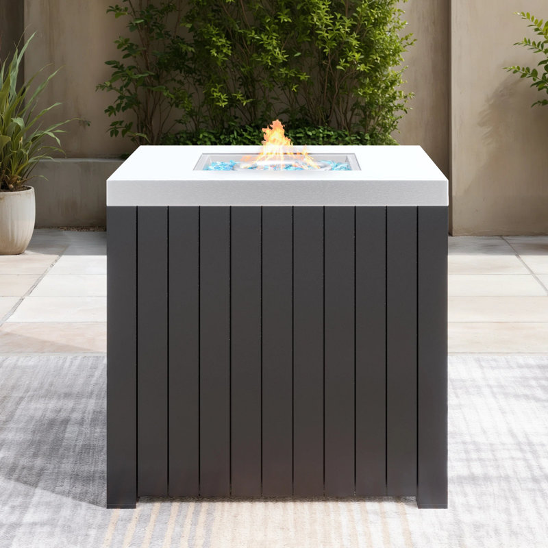 Table de foyer d'extérieur en aluminium au propane avec réservoir de carburant caché et couvercle (entièrement assemblé)