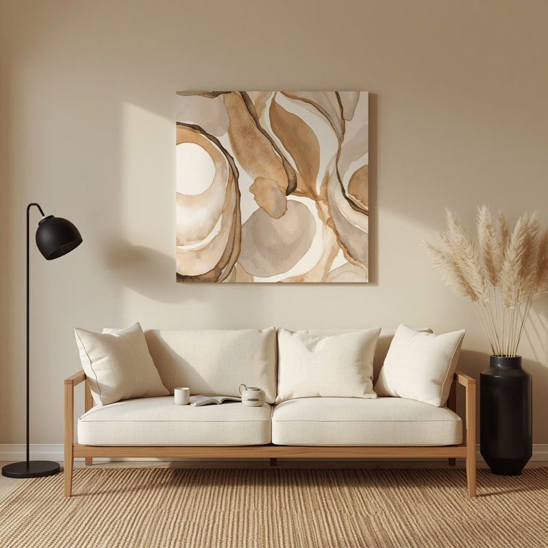 Aquarelle abstraite 24, art mural en métal beige, H 32 po x l 32 po