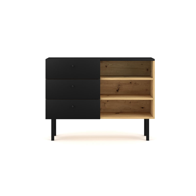 Erical 100cm W Chest of Drawers, Black/Natural