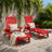 Red Outdoor HDPE Adjustable Reclining Chaise Lounge Chair With Wheels & Cup Holder (Set of 2)-2008686217-2002182210