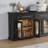  63" Wide 2 Drawer Sideboard Buffet, Farmhouse 4 Doors Credenza Storage Cabinets With Adjustable Shelves,black-777009849