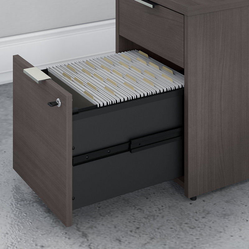 Jamestown 4 Piece Writing Desk Office Set, 29.66"H x 71.02"W x 59.17"D, Storm Gray