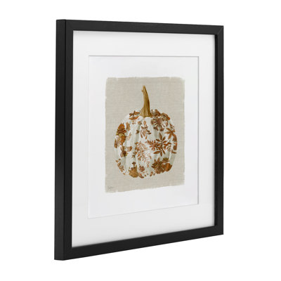 Harvest Pumpkin with Floral Pattern Framed Print Under Glass, design by Livi Finn