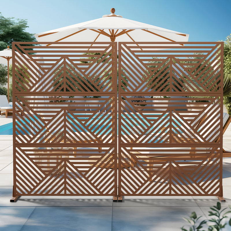 Motif de panneau d'intimité en métal, Brun, 72" H x 47" W x 16" D