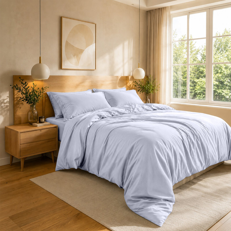 4-Piece Microfiber Duvet Cover Set – Pillowcases & Fitted Sheet, Double Duvet Cover  + 3 Additional Pieces, White
