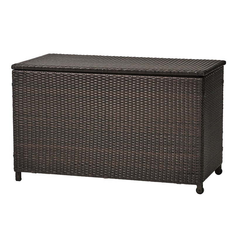 Contenant pour outils de jardinage, coussins de piscine et d'extérieur - brun avec patio en aluminium avec rangement profond, construction robuste de jardin multi