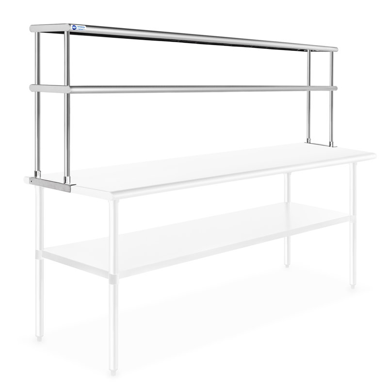 72" Satin Stainless Steel 2-Tier Overshelf for Prep Tables