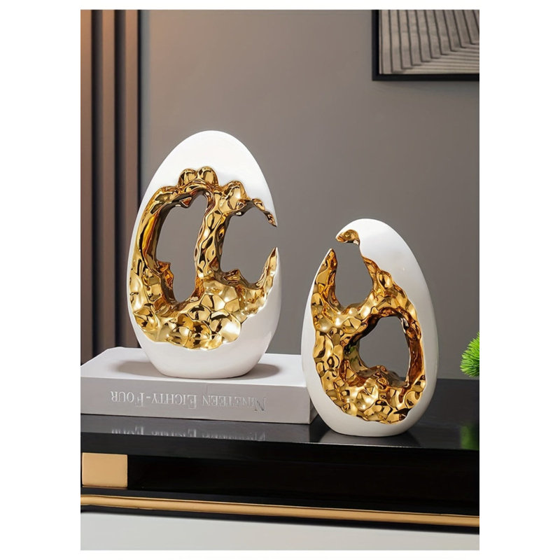 House of Avana Modern Ceramic Art Figurine, Gold, 11.02" H x 6.69" W x 4.33" D