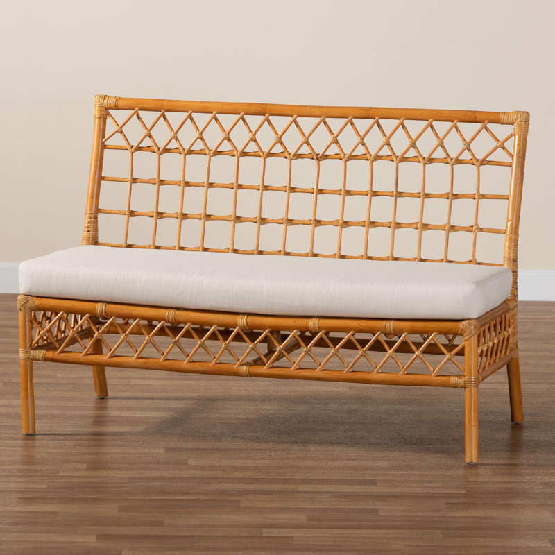 Capella Honey Rattan Bohemian Dining Bench with Cushion