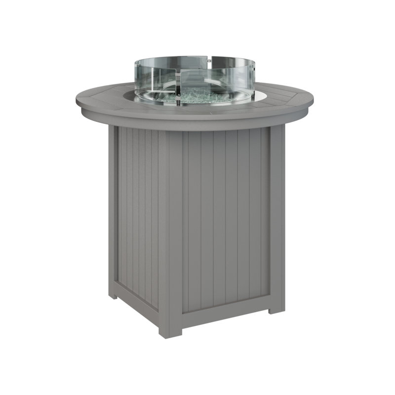 Berlin Gardens Donoma 44″ Round Bar Fire Pit Table, Light Gray