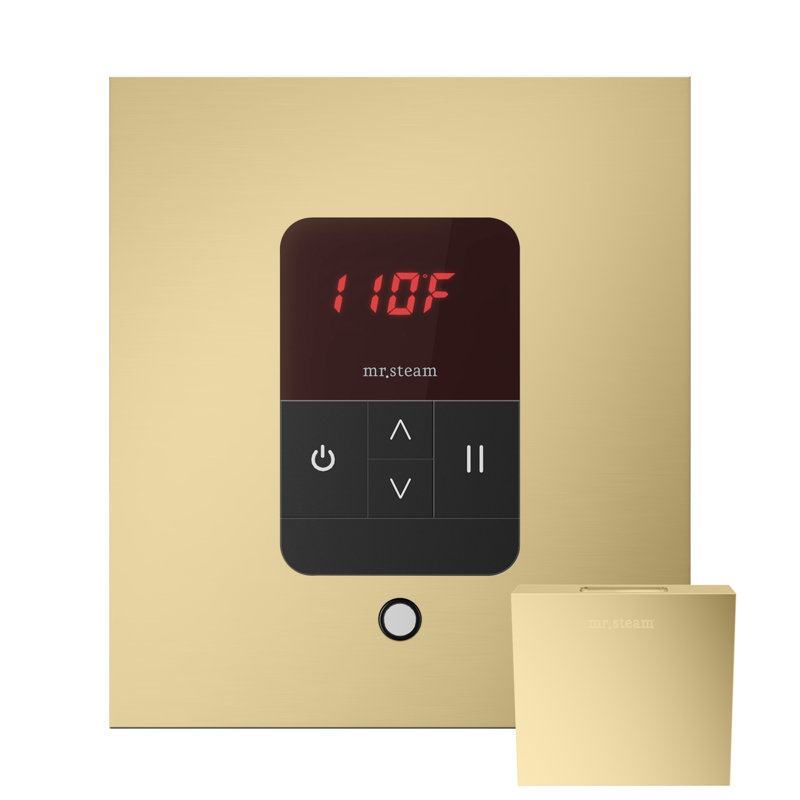 Ensemble de base de commande de douche à vapeur Butler avec commande carrée de l'iTempo et tête de vapeur linéaire en chrome poli