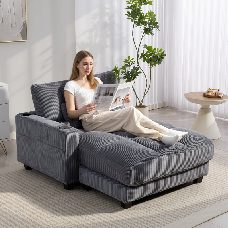 Canapé-lit 58 po pour l'intérieur, surdimensionné et rembourré, gris foncé