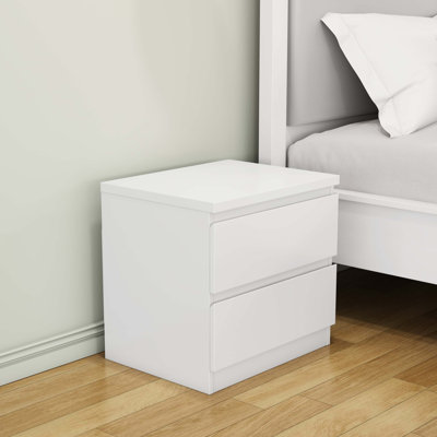 19.7-Inch Minimalist Nightstand with Two Quiet-Drawers, Thickened Scratch-Resistant Top, Handle-Free Touch Opening, and Compact Space-Saving Design.