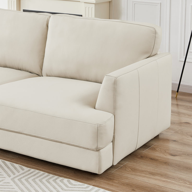 Canapé modulaire en cuir véritable Byrle, Cuir véritable crème, Face à la gauche