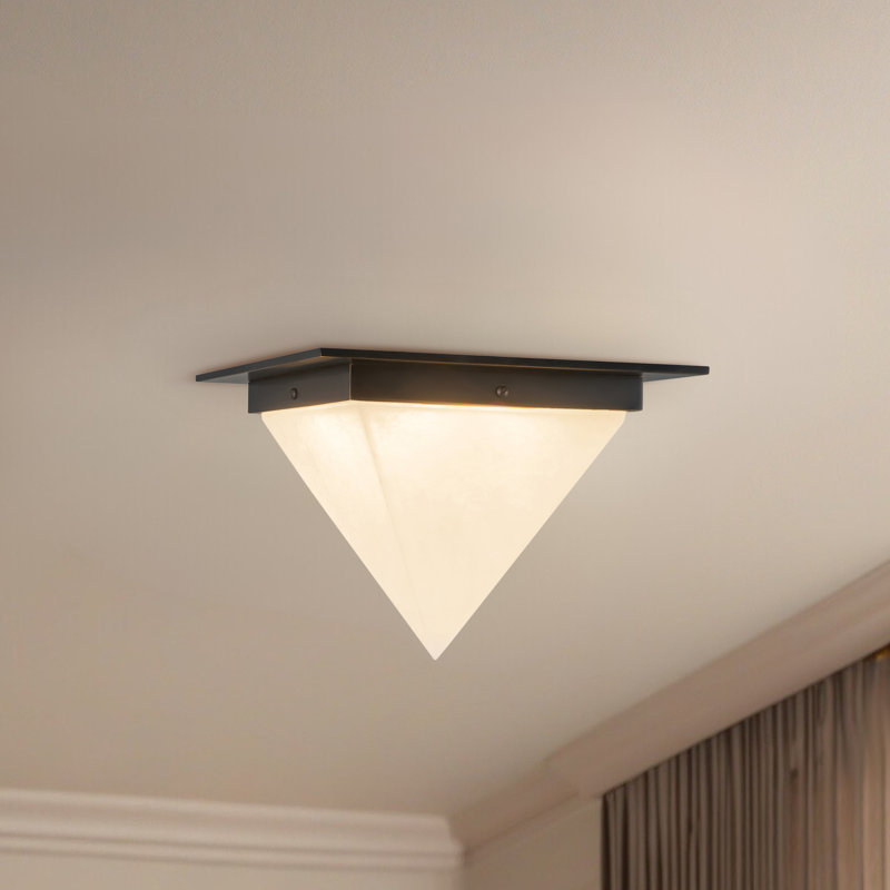 Mineral 11-in Brass Flush Mount, Oil Rubbed Bronze, Alabaster