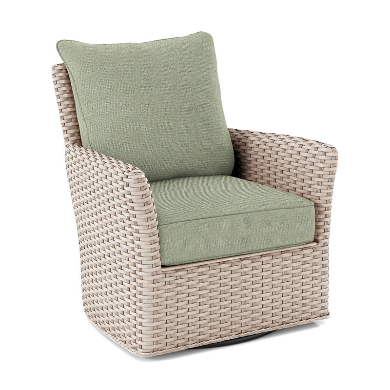 Lanai Upholstered Swivel Armchair, Green Performance Fabric; 0851-54, Hazel