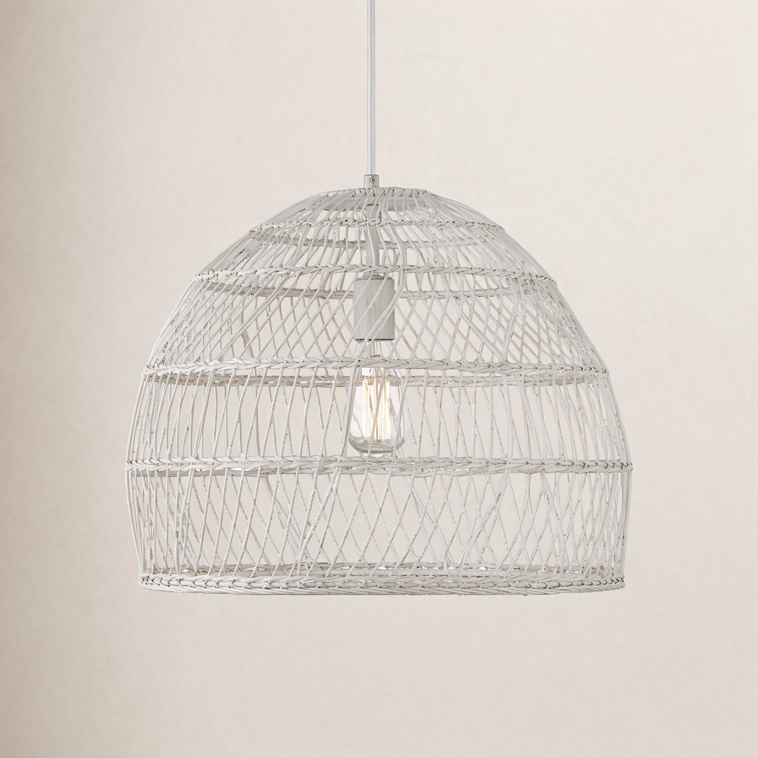Grenache Dimmable Single Light Pendant, White