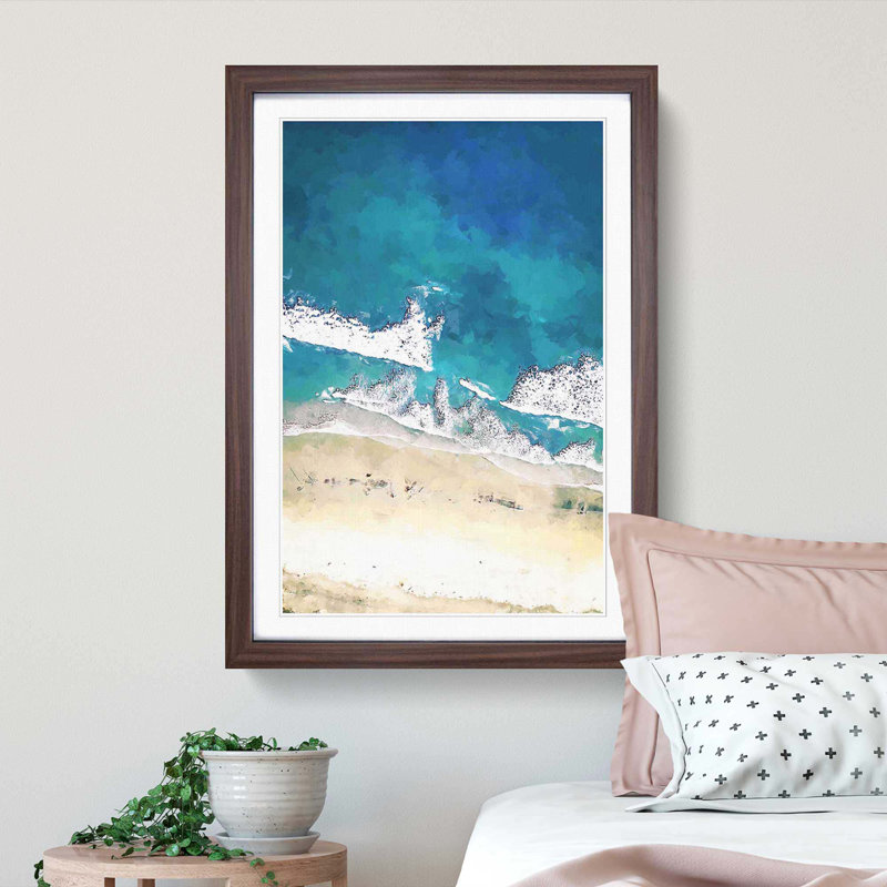 Blacks Beach in San Diego in Abstract - Picture Frame Graphic Art Print, 65cm H x 48cm W x 2cm D, Walnut Framed