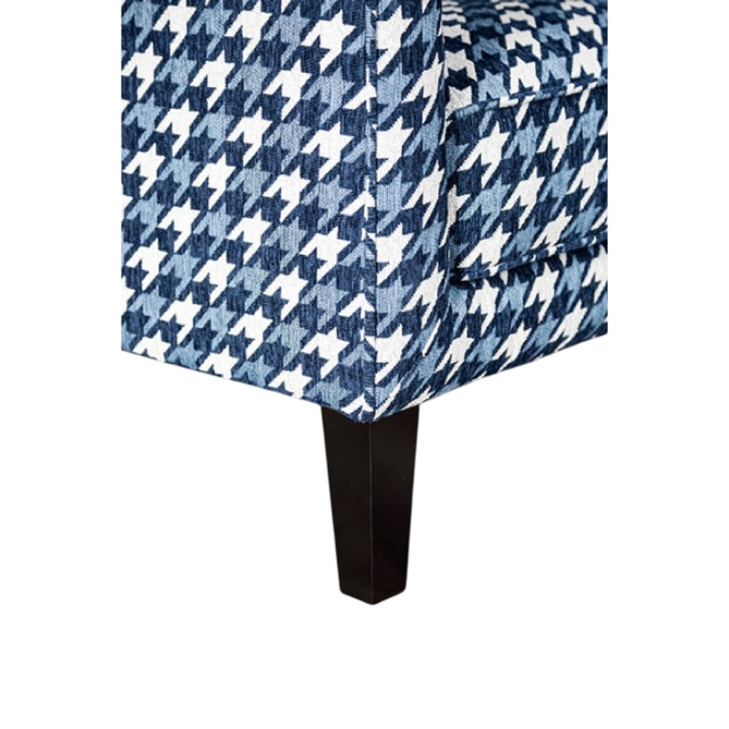 Fauteuil club Colin, coussin décoratif, polyester pied-de-poule gris bleu