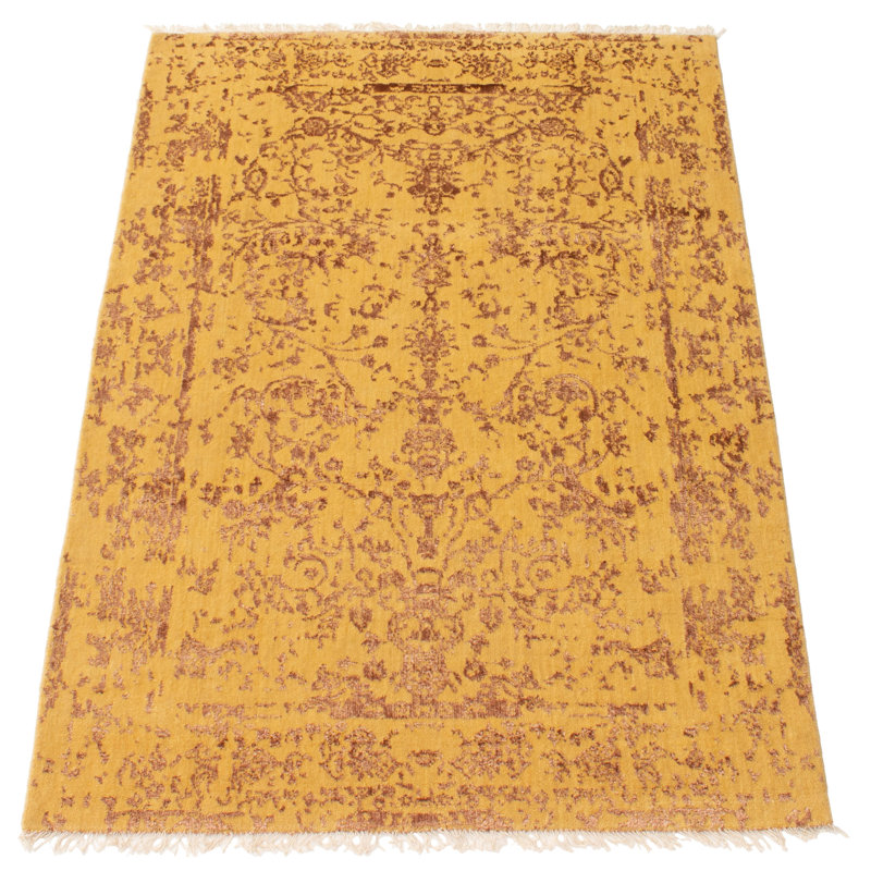 Tapis oriental doré foncé noué à la main Massie