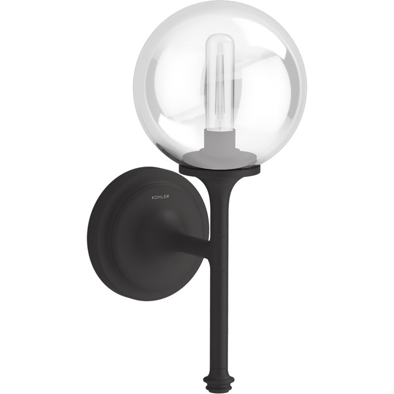 Applique murale d'intérieur 1 lumière avec abat-jour en verre Bellera ™, Noir mat