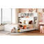 Grand lit avec rangement fonctionnel - 4 tiroirs et armoires de tête de lit - Blanc, pratique et électrique pour améliorer votre chambre à coucher-1221673189-1221673187
