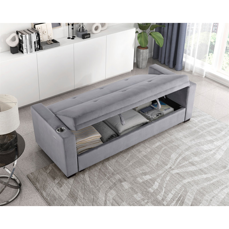 Canapé convertible moderne avec porte-gobelets de rangement dissimulés