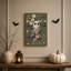 «White Ghost and Luna Moth In Vintage Botanical Halloween», art mural sur toile-186380460