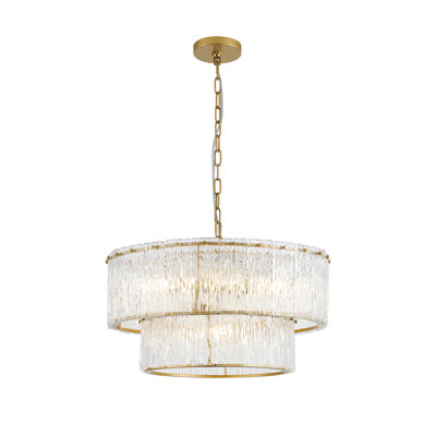 5/8 Light Gold 2-tiered Glass Adjustable Chandelier