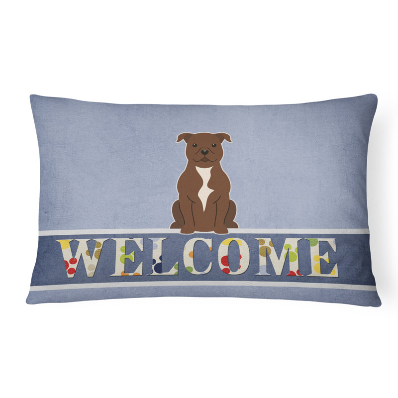 Coussin Staffordshire Bull Terrier Welcome, Chocolat