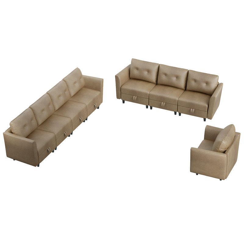 Ensemble de salon configurable en similicuir 3 pièces Tomario