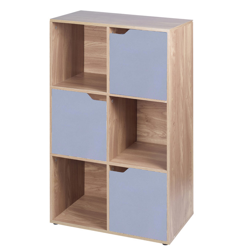 Fidellia 90.5cm H x 60cm W Cube Bookcase, Oak/Gray