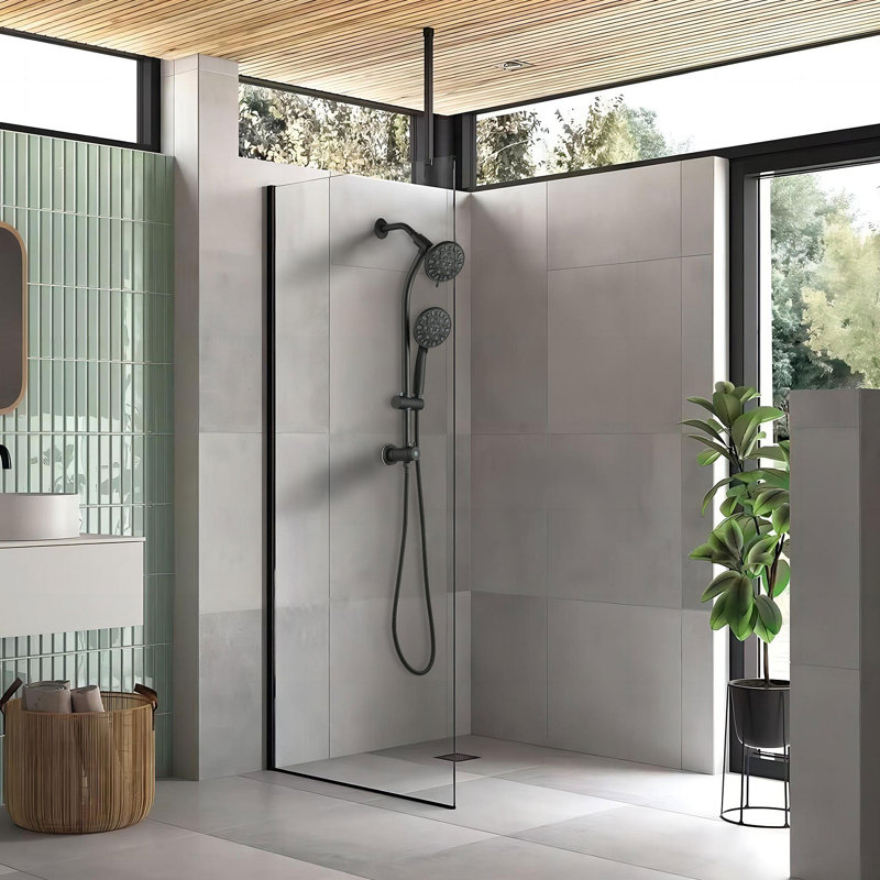 No-Tool Installation 5 Inch Rain Shower & 7-Spray Handheld Combo With 26" Adjustable Slide Bar, Dual Flow 1.8GPM Watersense​