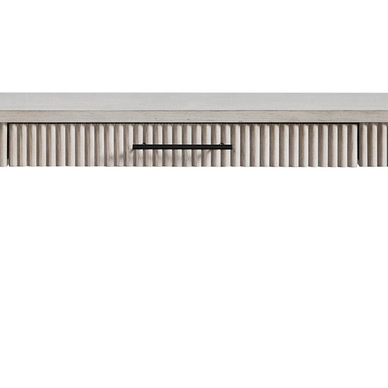 Reeded Front Writing Desk With Storage Drawer – Casual Transitional Design In Birch Veneer, Taupe