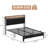 Bed Frame With LED Light And Charging Station, With Storage Headboard-390696086-390696085
