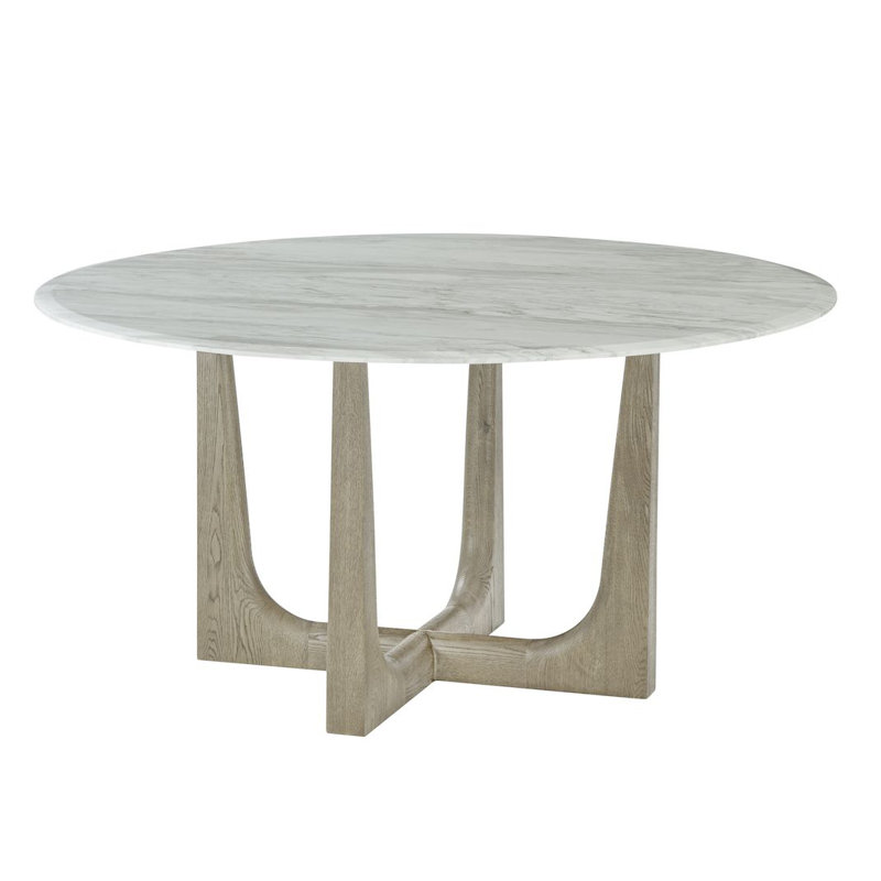 Repose Round Marble Dining Table, Gray Oak