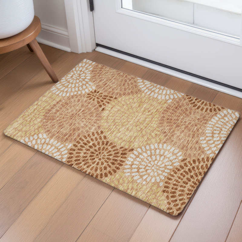 Machine Washable Indoor/Outdoor Chantille ACN2492 Geometric Rug, 1'8" x 2'6", Copper