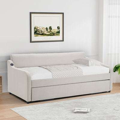 Upholstered Daybed with Trundle Bed