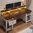 55" Computer Desk With Drawers Home Office Desk With Drawers With Monitor Shelf Farmhouse Wood Desk With Power Outlets-850436409