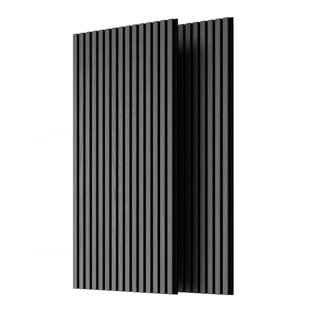 Gray Wood Slat Acoustic Wall Panels (2-pack) | 3d Fluted Sound Absorbing Mdf System For Wall & Ceiling Decor (45.27''x23.62'')