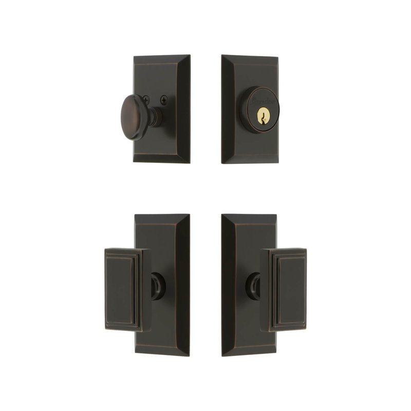 Fifth Avenue Handle With Knob And Deadbolt, 2.75", Timeless Bronze