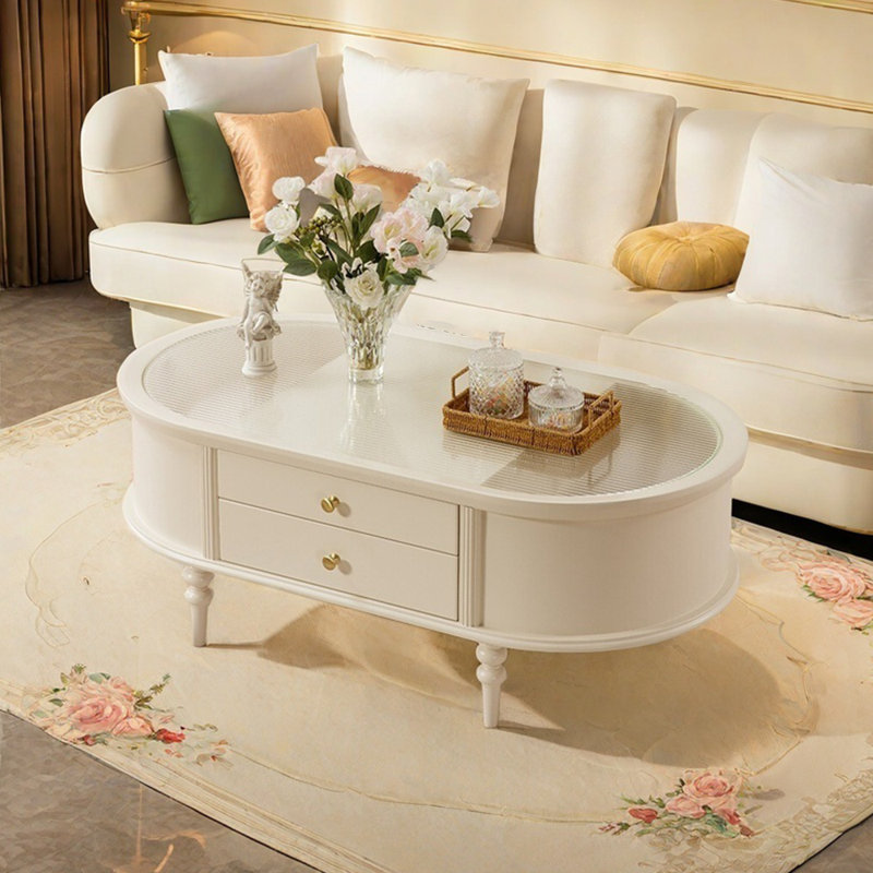 Table basse de style crème, H 18,89 po x L 47,24 po x l 25,98 po