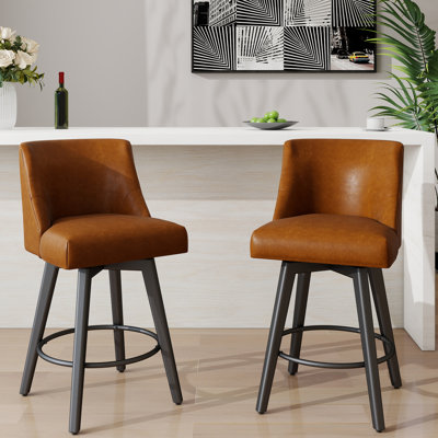 Loriell Swivel Bar & Counter Stools With Solid Wood Frame