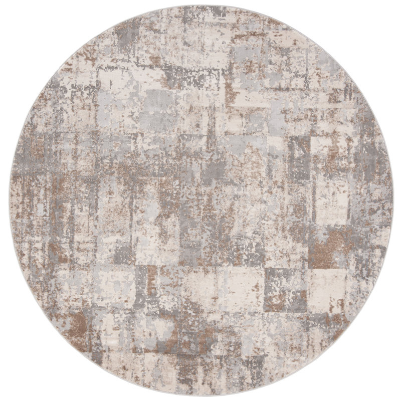 Tapis abstrait Keyra Performance, Rond 6 pi 7 po