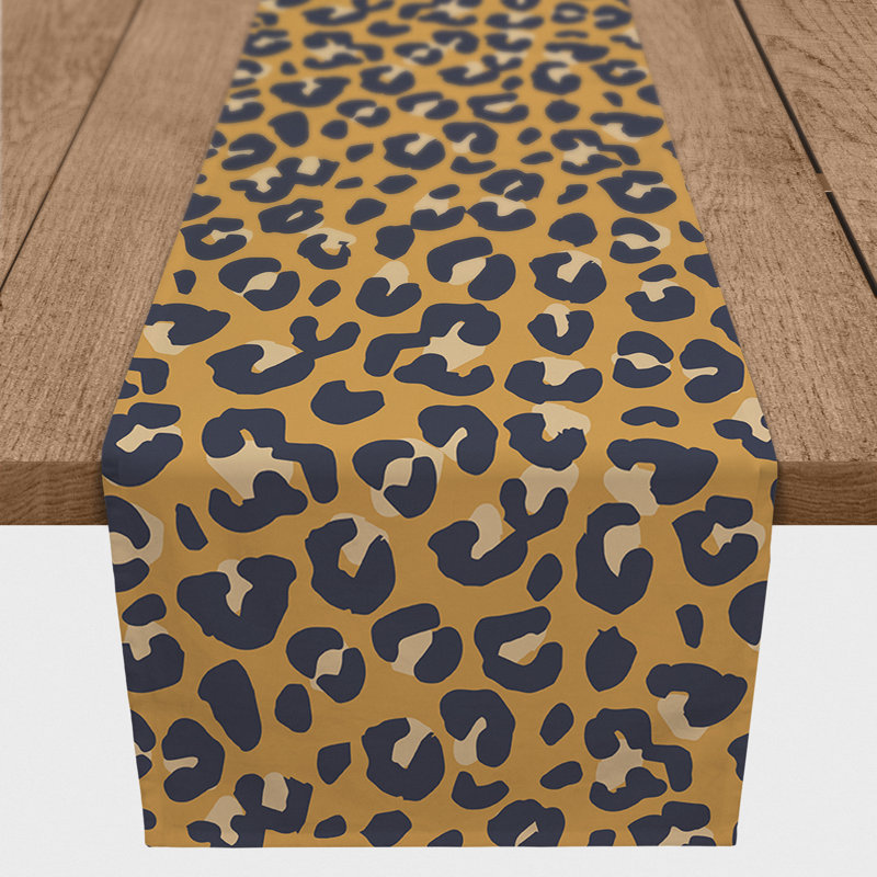 Dunihue Animal Print Cotton Blend Table Runner, 72" L x 16" W, Gold