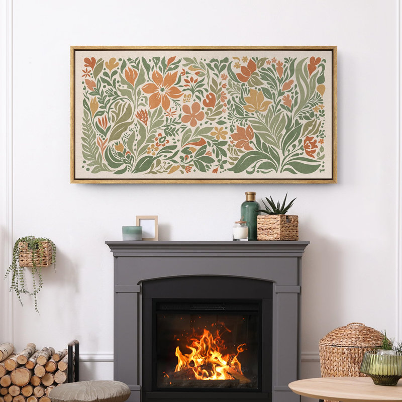 Folk Art, jardin floral, art moderne, H 30 po x l 60 po, Naturel