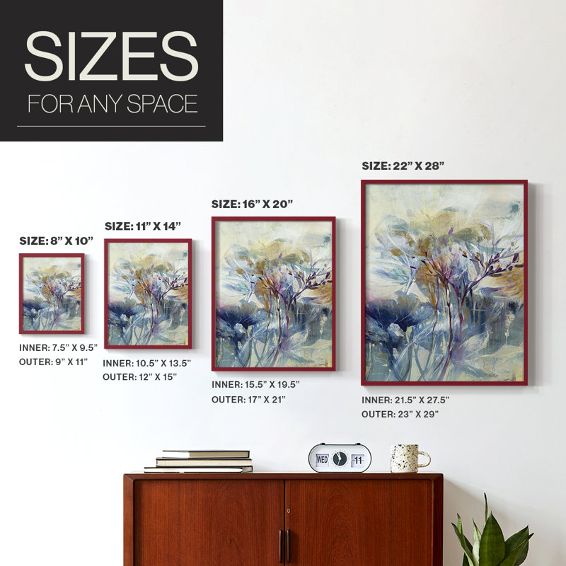 «Meadow Saffron II», reproduction encadrée - bois massif, Rouge, H 10 po x l 8 po